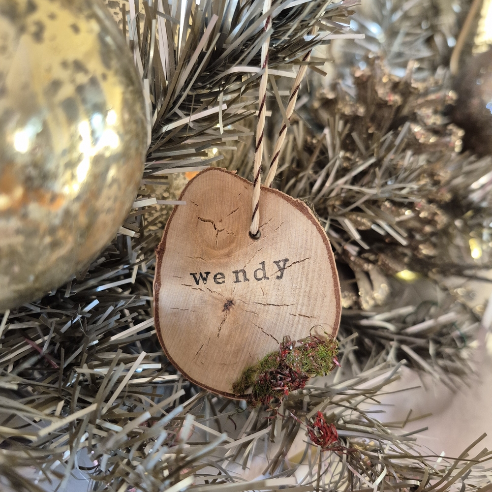 Rustic Wood Slice Ornament Personalized